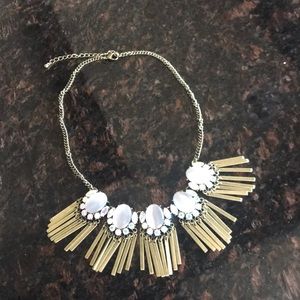 Buckle necklace - brass fringe adjustable